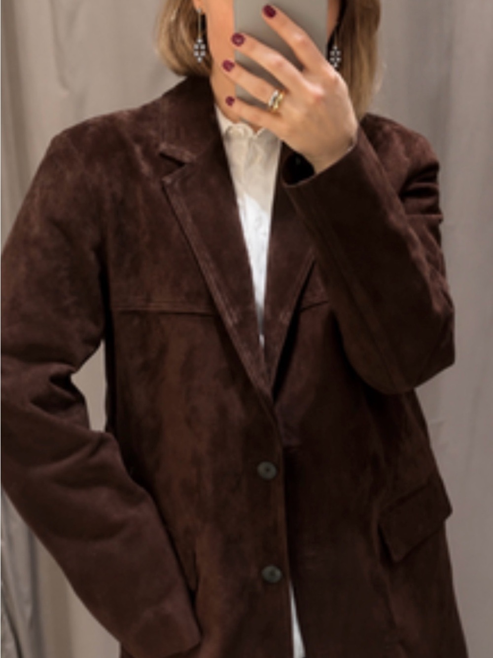 Zara Dark Brown Suede Blazer Jacket
